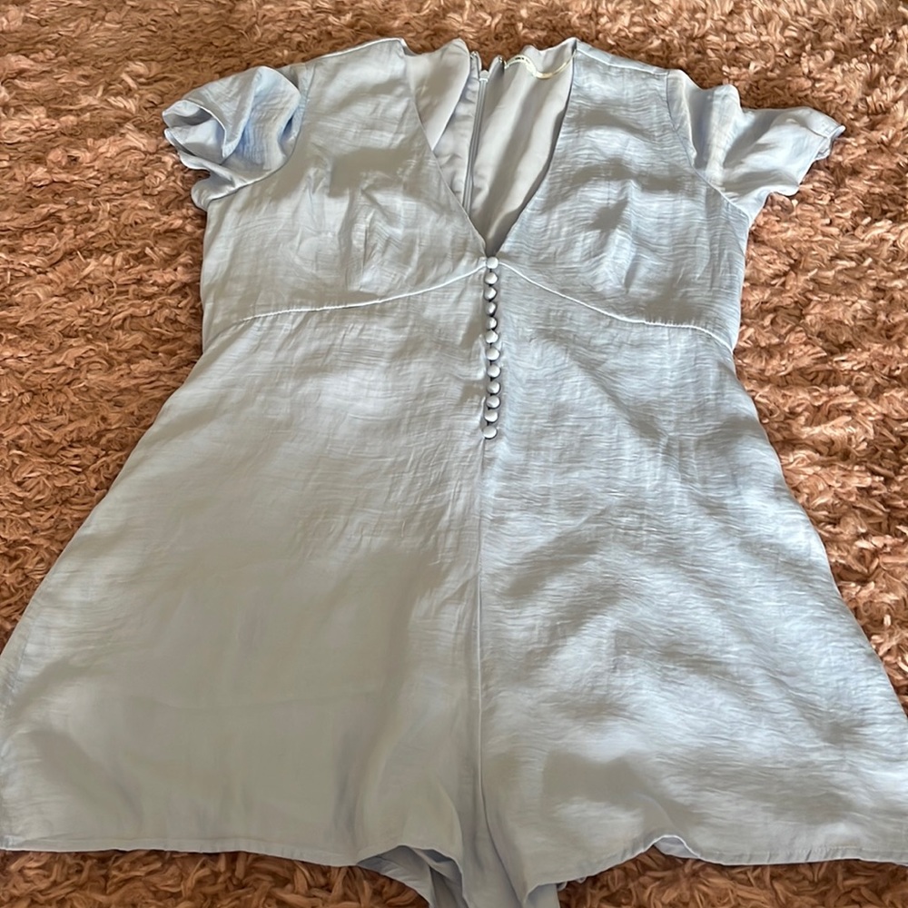 Baby blue button romper